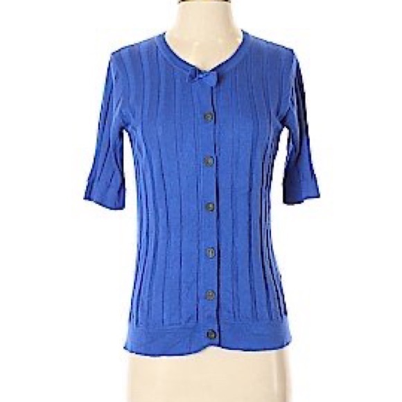 Vera Wang Blue Bow Cardigan - Picture 1 of 9
